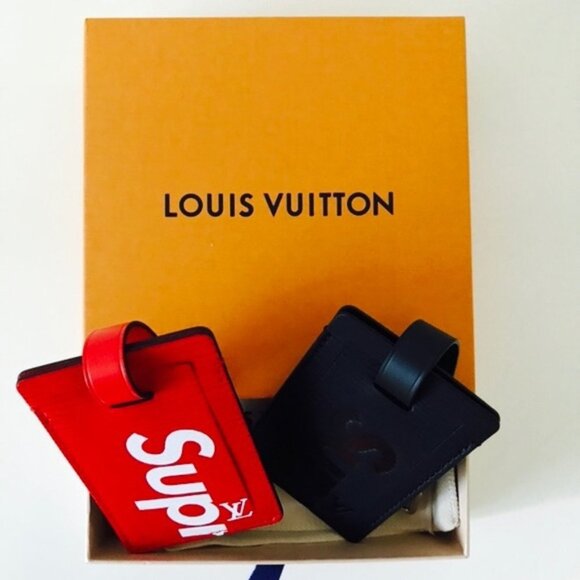 Louis Vuitton x Supreme LIMITED EDITION Black Epi Leather Luggage Tag Hypebeast - Picture 7 of 15
